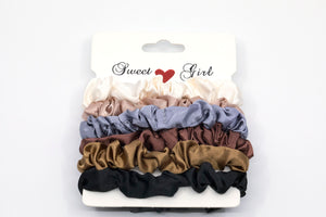 Dunne scrunchies (set van 6 kleuren)